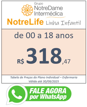 Tabela de Preços Hapvida NotreDame NotreLife - Plano de Saúde Infantil